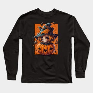 Halloween Witch in a Pumpkin Long Sleeve T-Shirt